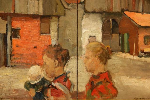 Frauen mit Kind vor Bauernhaus (1894-96)